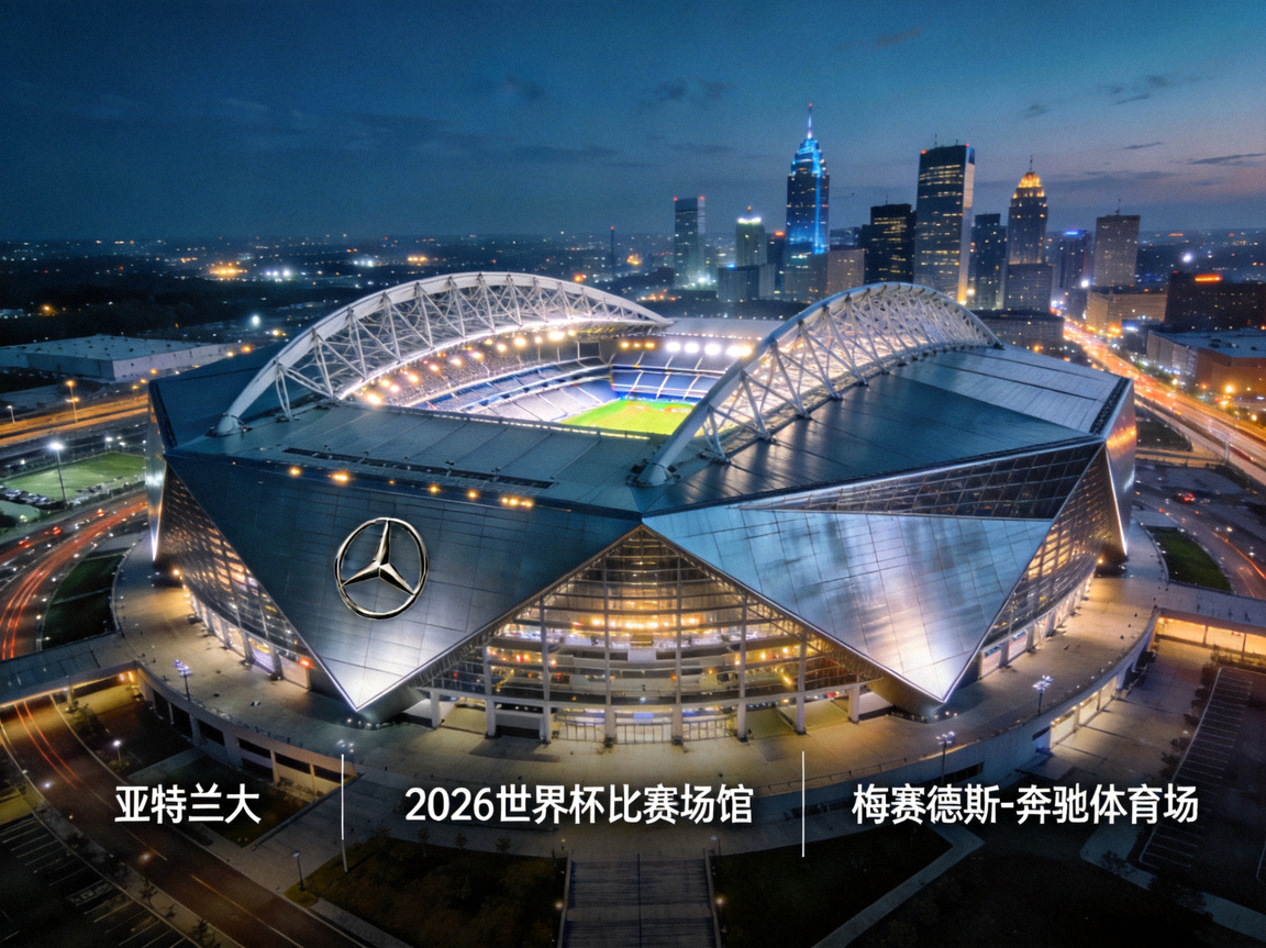 2026世界杯比赛场馆 — 梅赛德斯-奔驰体育场外景，位于亚特兰大，现代化球场设计